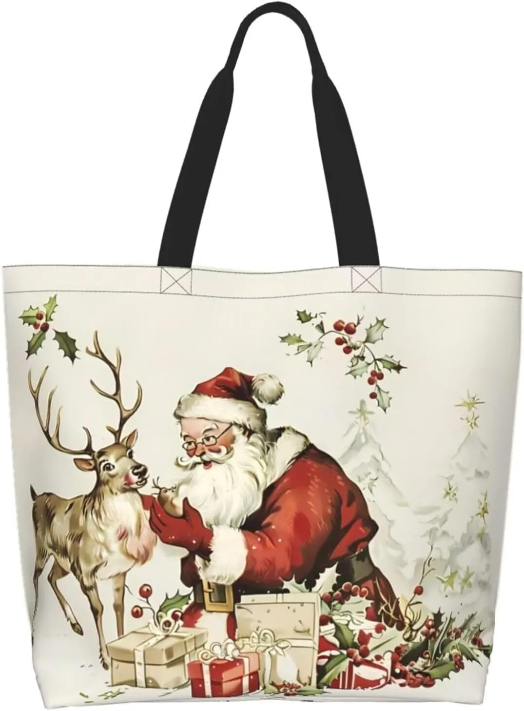 Christmas Tote Women's Travel Bag With Zipper - Large Beach Work Handbag