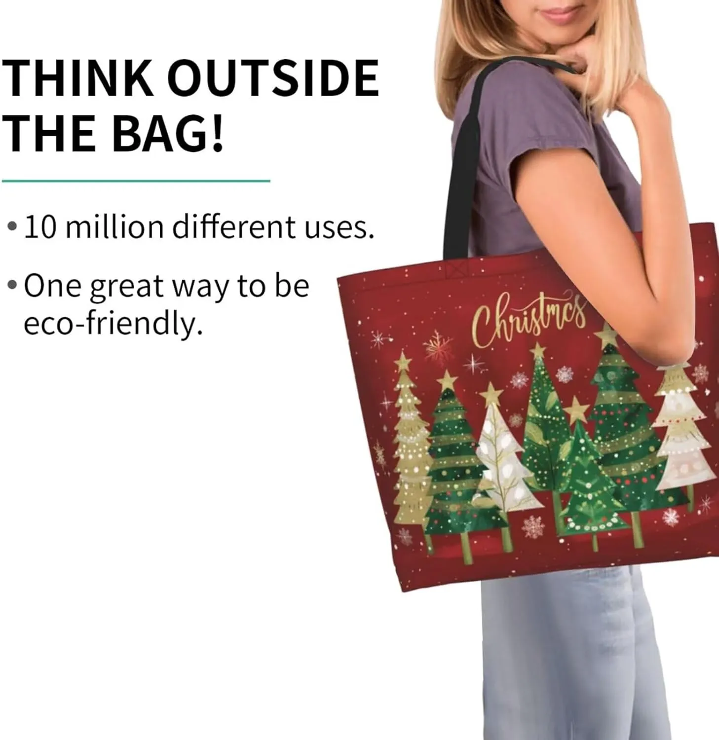Christmas Tote Women's Travel Bag With Zipper - Large Beach Work Handbag
