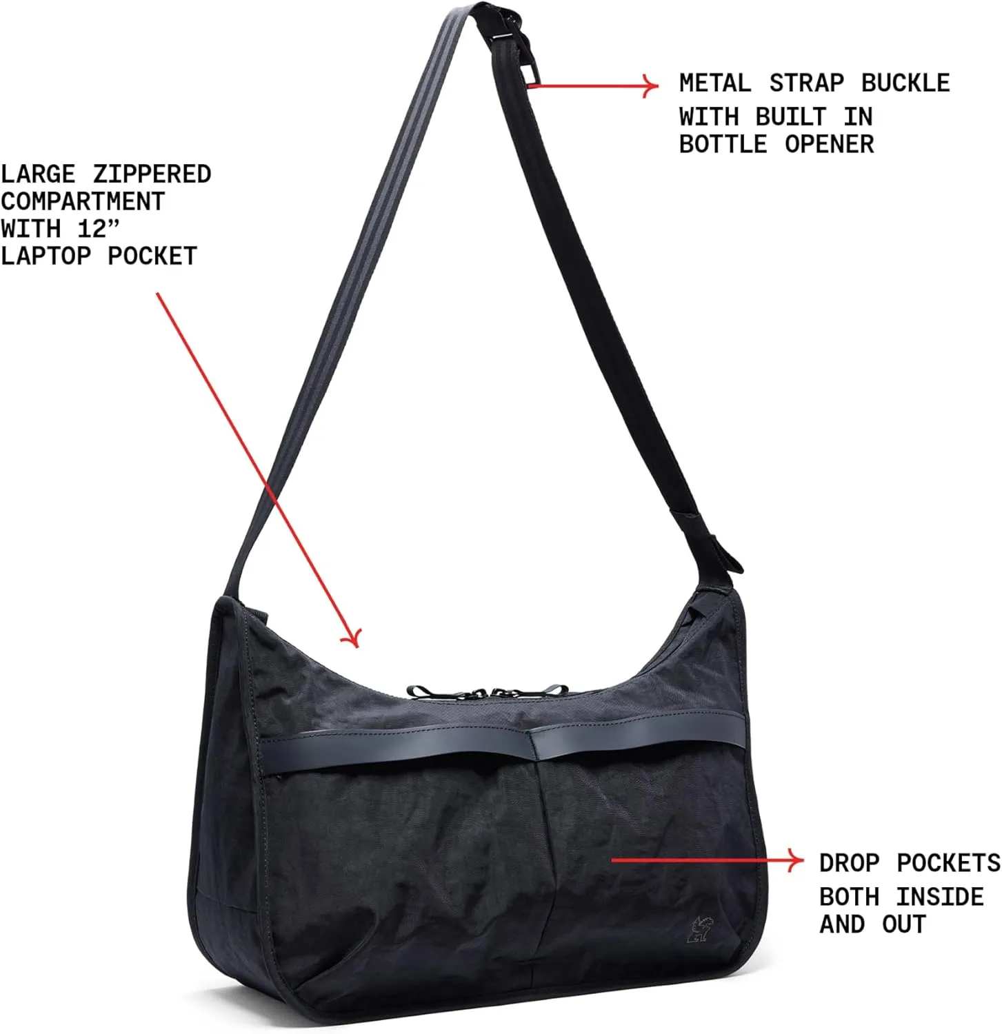 Chrome Industries Yoyogi Messenger, Crossbody Bag for Men and Women, Large Zippered Main Access, Metal Buckle, Laptop Pocket