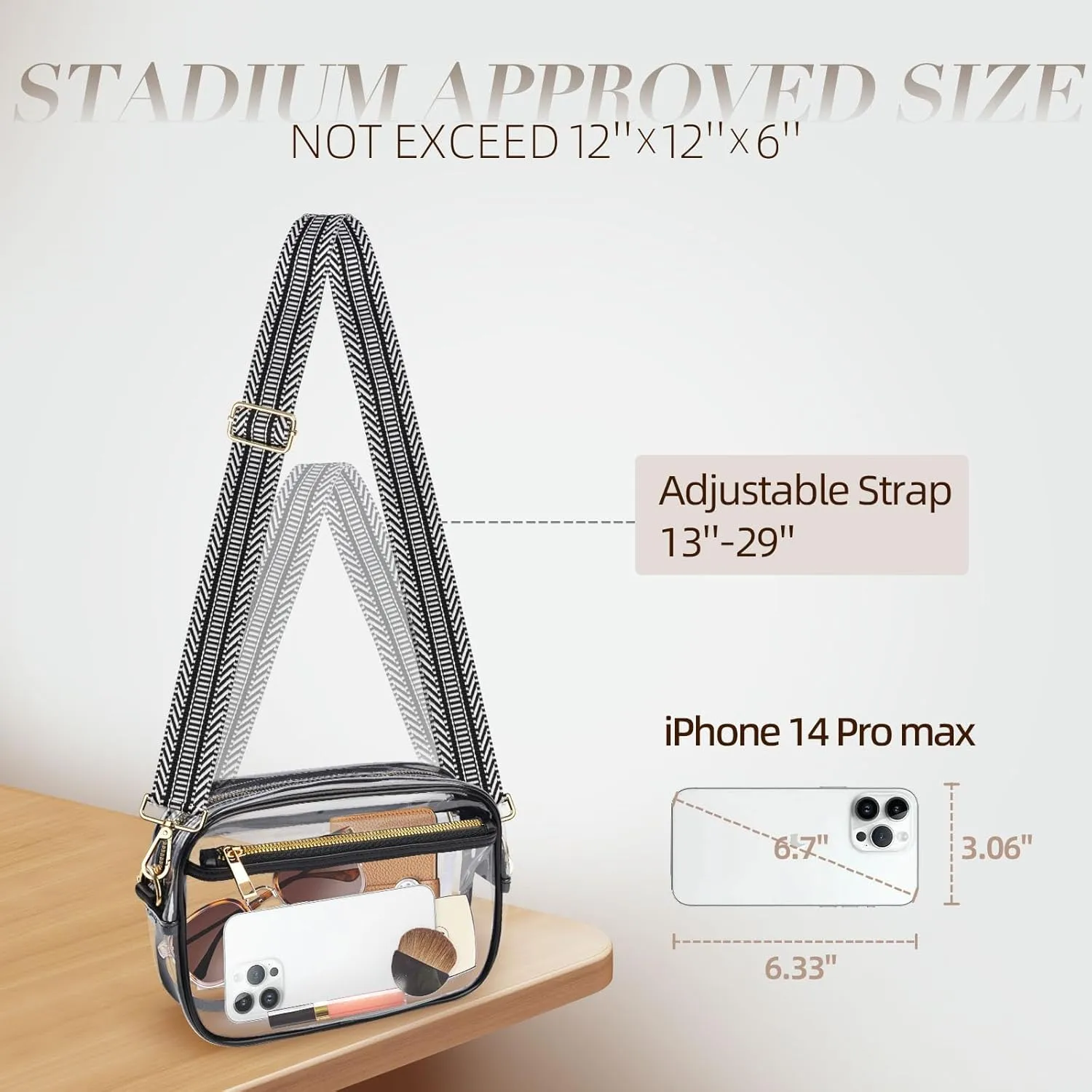 Clear Bag Stadium Approved, Clear Crossbody Bag Purses for women for Concert, Sports, Festivals