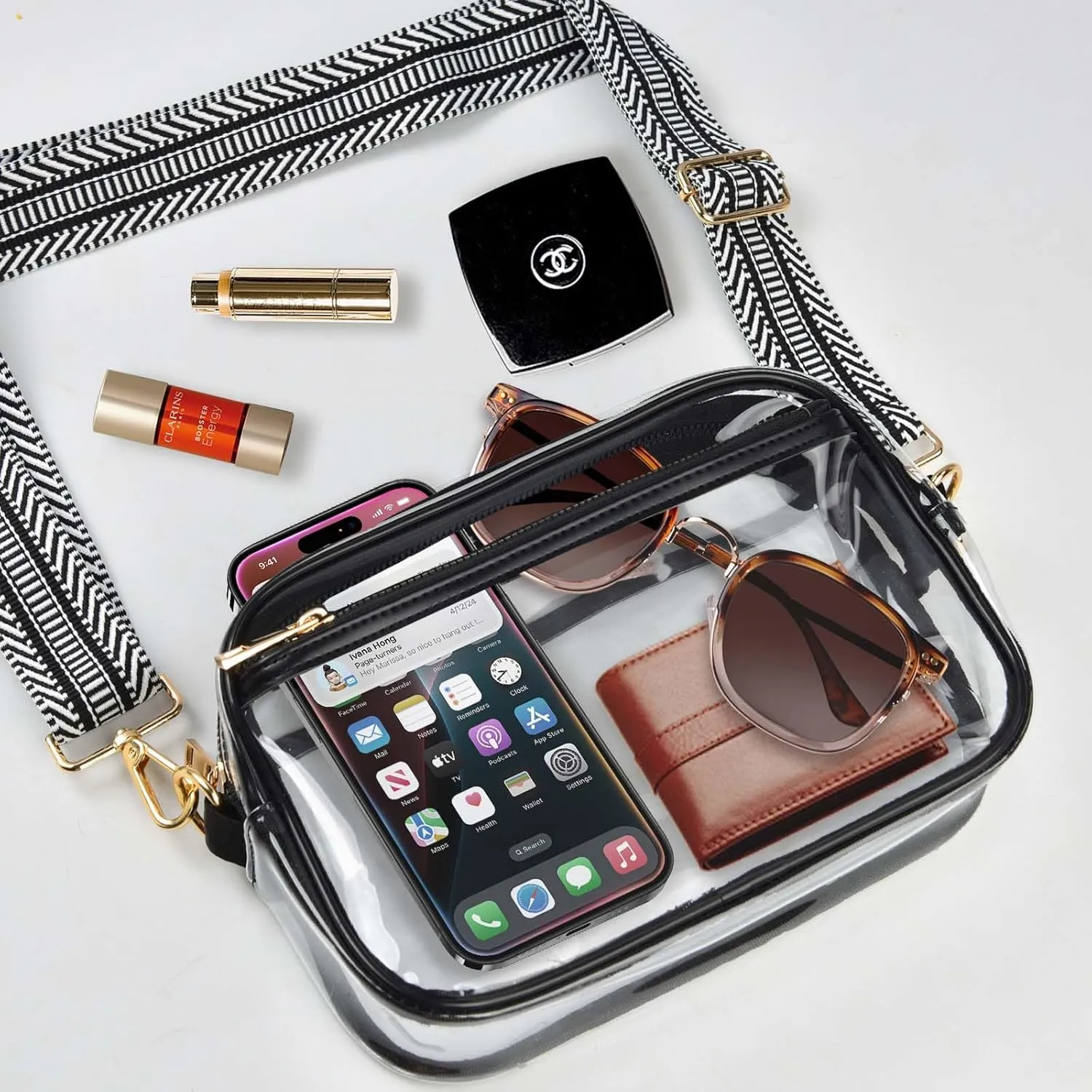 Clear Bag Stadium Approved, Clear Crossbody Bag Purses for women for Concert, Sports, Festivals