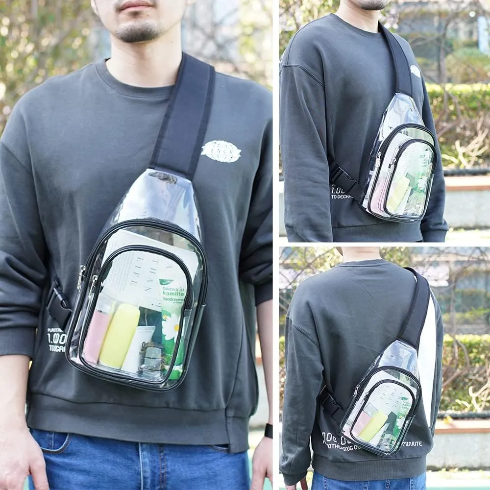Clear PVC Sling Bag - Stadium Approved Clear Shoulder Crossbody Backpack