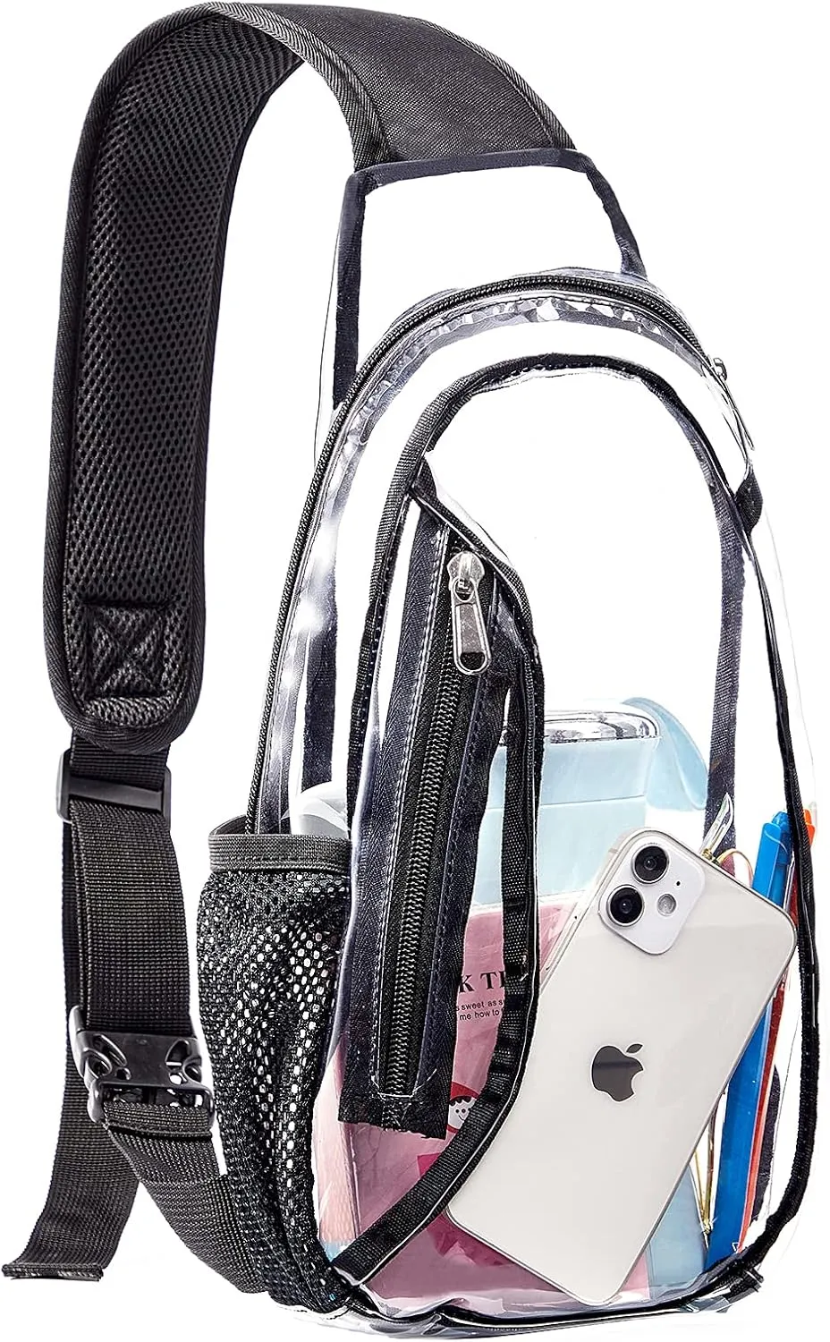 Clear Sling Bag, Stadium Approved PVC Crossbody Backpack, Clear Casual Chest Daypack for Hiking, Stadium or Concerts