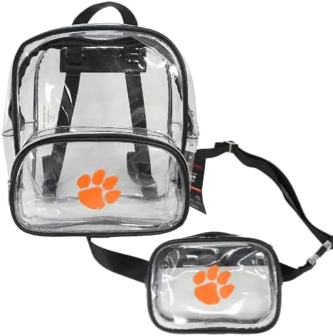 Clear Stadium Backpack Bag with Bonus Clear Crossbody/Fanny Pack: Perfect Clear Bags for Women at University Events, Clemson Concert Outfits, or Tennessee Games - Ideal Cute, Orange Purse