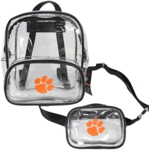 Clear Stadium Backpack Bag with Bonus Clear Crossbody/Fanny Pack: Perfect Clear Bags for Women at University Events, Clemson Concert Outfits, or Tennessee Games - Ideal Cute, Orange Purse