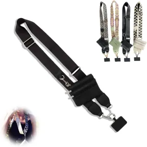 Clip and Go Strap for Phone with Wallet Crossbody, Phone Strap with Zippered Pouch, Adjustable Crossbody Phone Strap