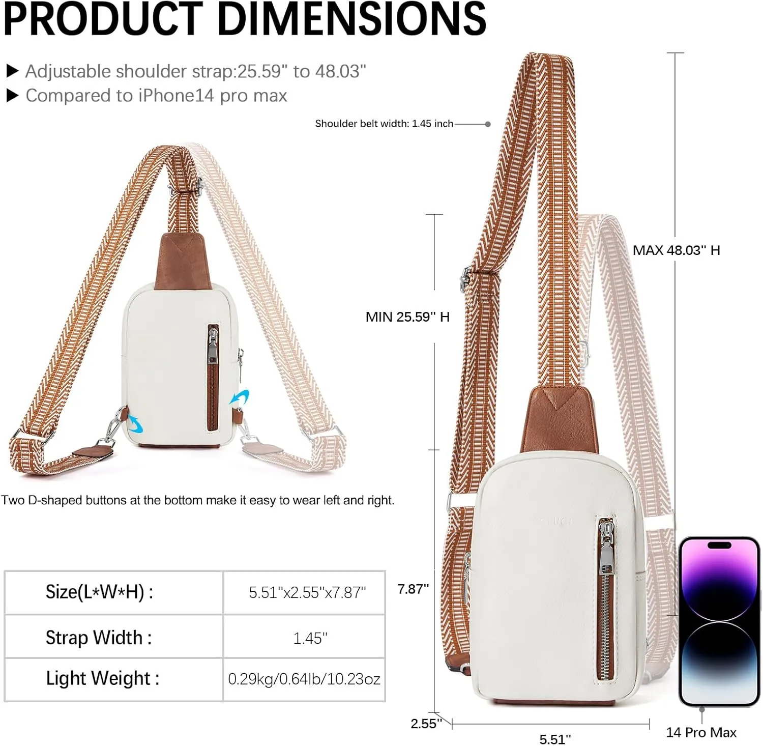 CLUCI Small Sling Bag for Women Vegan Leather Crossbody Chest Bags Trendy, Women's Fanny Pack