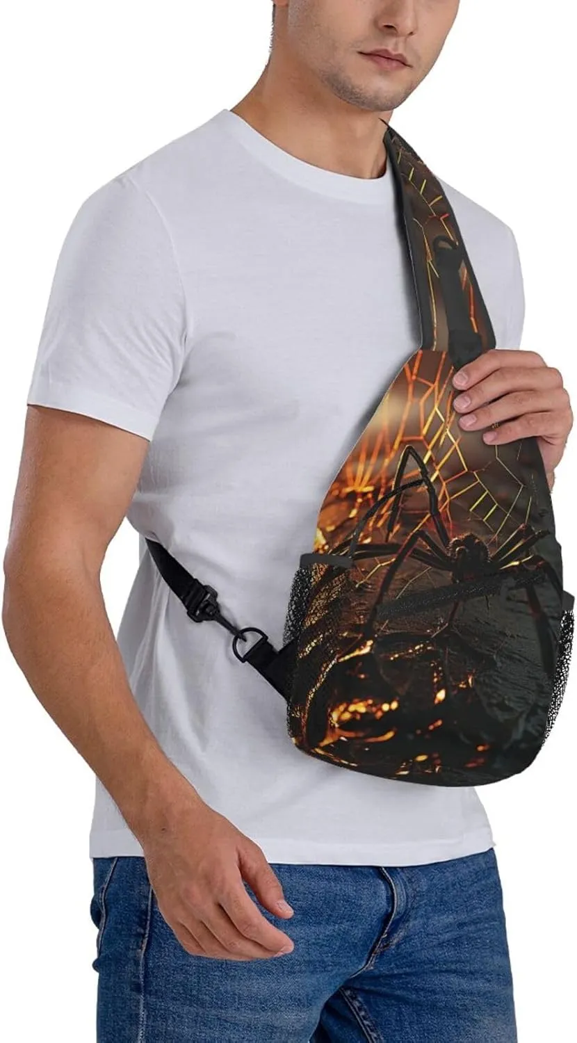 Cobwebs With A Spider Sling Bag Backpack For Men Cross Chest Bag Crossbody Shoulder Bag Travel Hiking Daypack