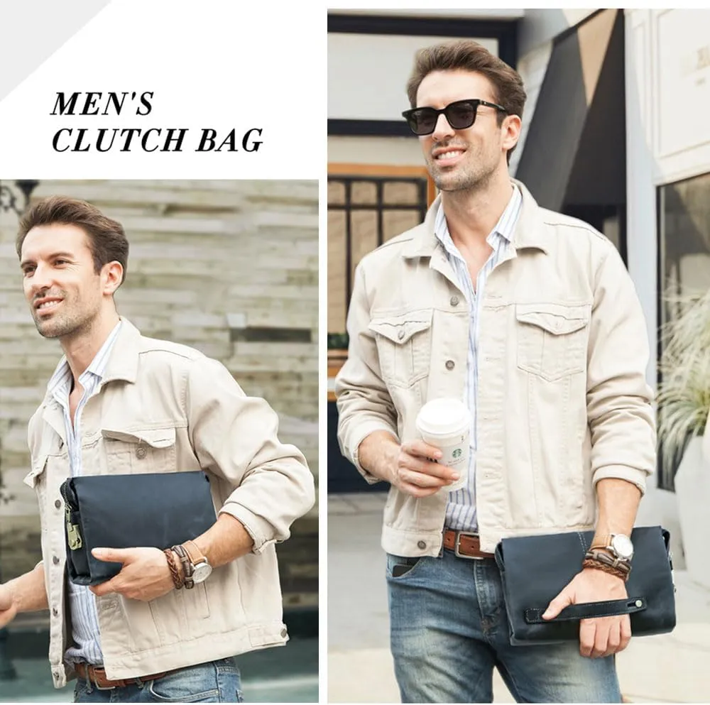 Code Lock Clutch Bag for Men Leather Anti Theft Clutch Wallet Travel Purse with Handle Phone Card Holder Large Business Handbag