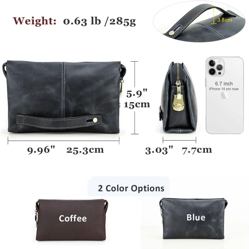 Code Lock Clutch Bag for Men Leather Anti Theft Clutch Wallet Travel Purse with Handle Phone Card Holder Large Business Handbag