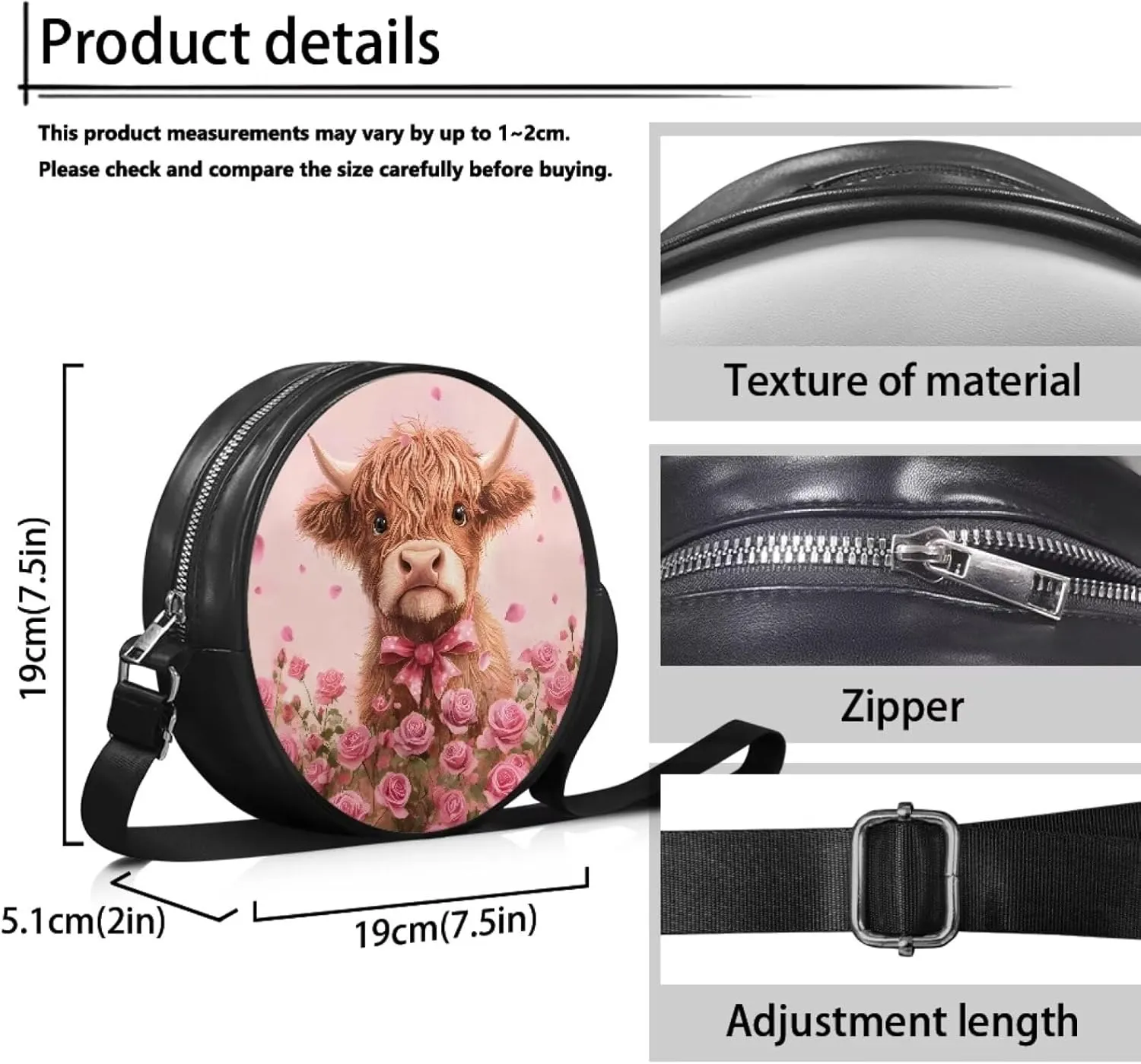 Coldinair Dog Paw Shoulder Bag for Women Leather Crossbody Shoulder Handbags Circle Crossbody Purse Small Tote Satchel