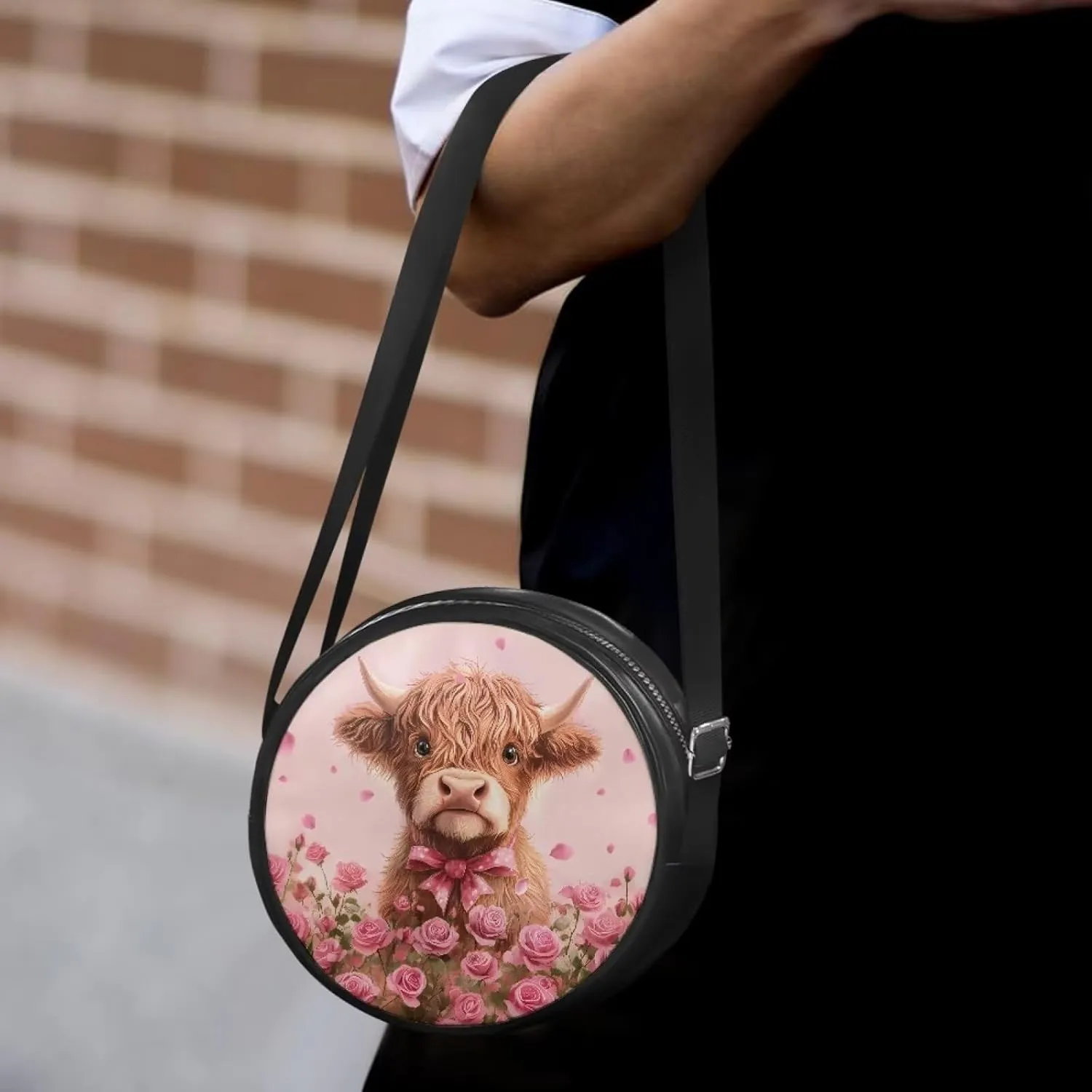 Coldinair Dog Paw Shoulder Bag for Women Leather Crossbody Shoulder Handbags Circle Crossbody Purse Small Tote Satchel