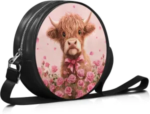 Coldinair Dog Paw Shoulder Bag for Women Leather Crossbody Shoulder Handbags Circle Crossbody Purse Small Tote Satchel