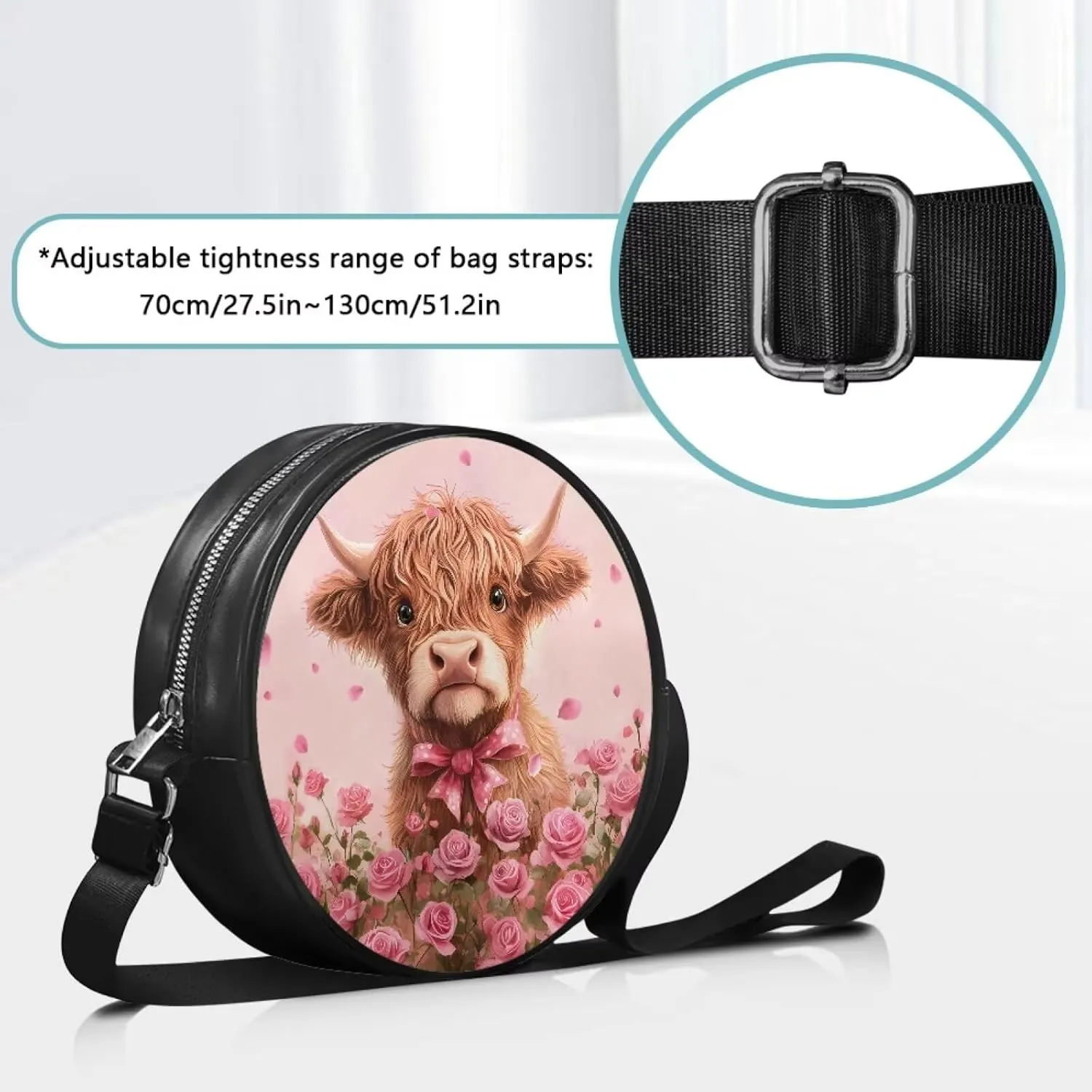 Coldinair Dog Paw Shoulder Bag for Women Leather Crossbody Shoulder Handbags Circle Crossbody Purse Small Tote Satchel