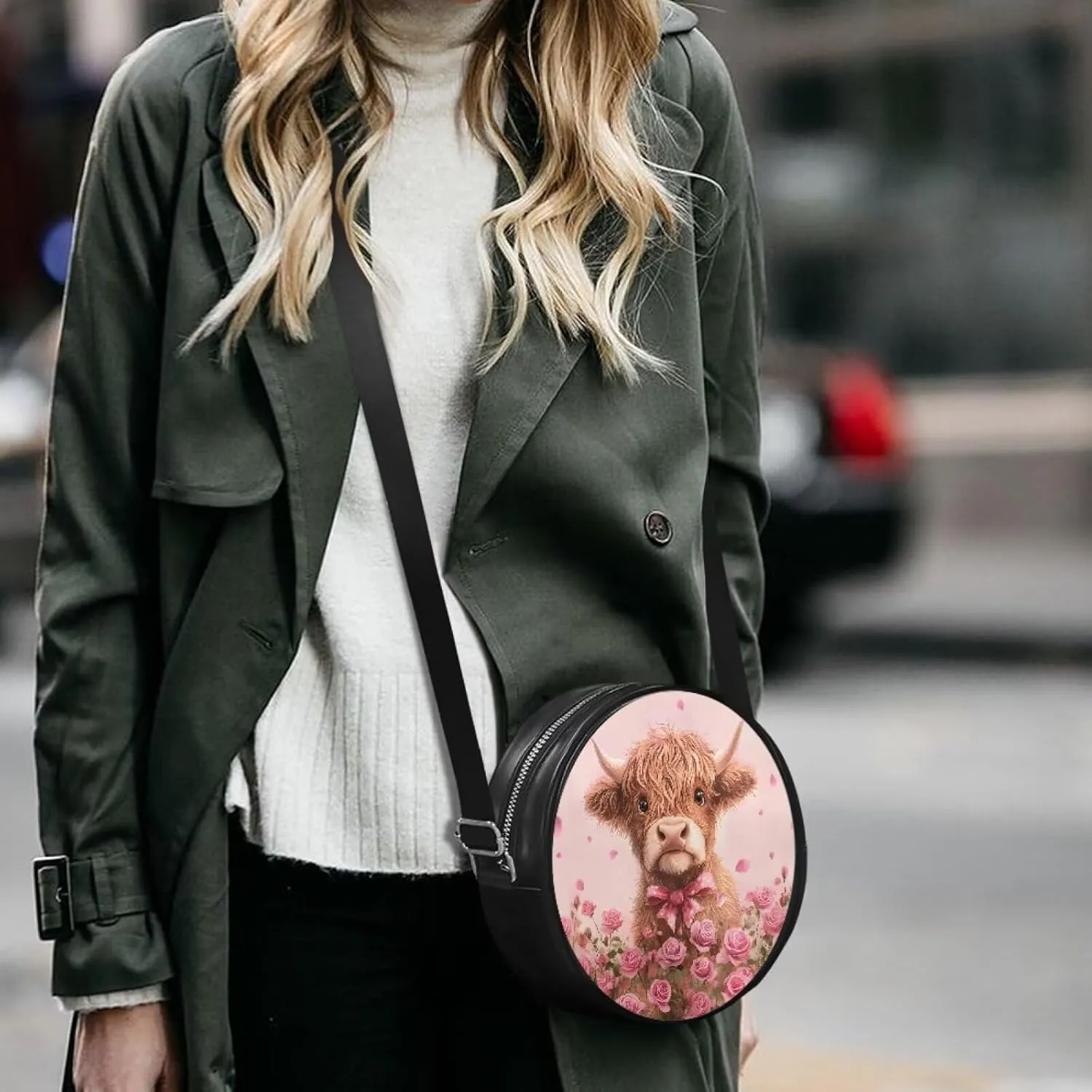 Coldinair Dog Paw Shoulder Bag for Women Leather Crossbody Shoulder Handbags Circle Crossbody Purse Small Tote Satchel