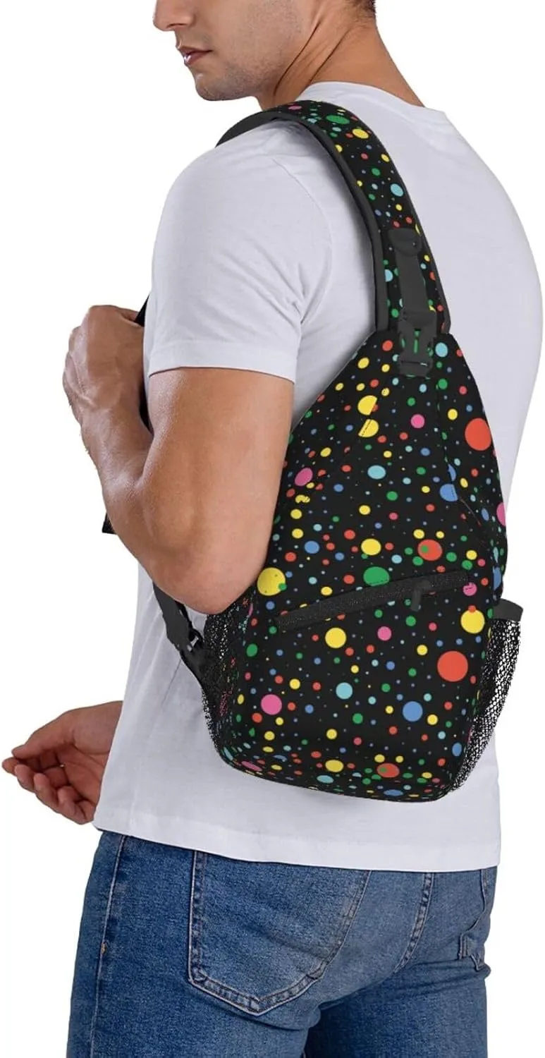 Colorful Dots Crossbody Sling Backpack Sling Bag Adjustable Chest Shoulder Daypack For Women Men