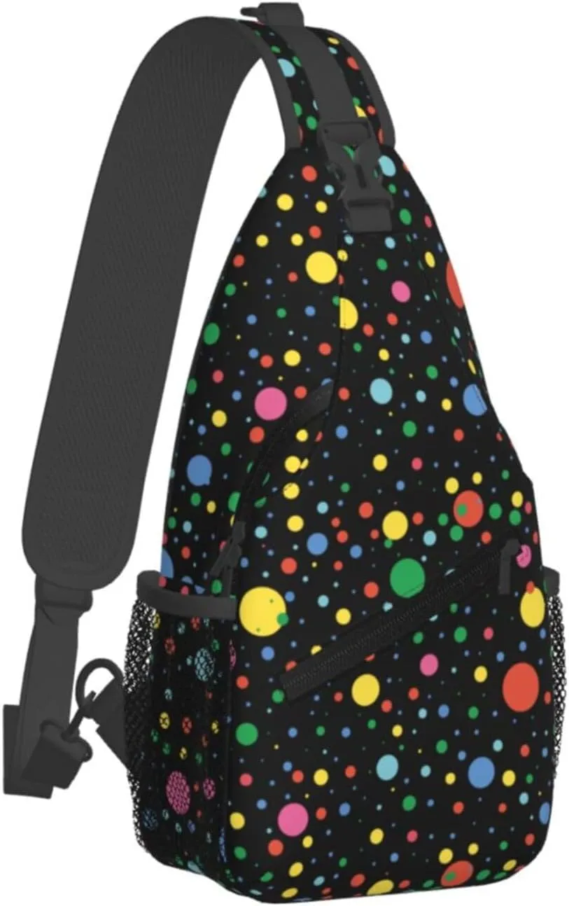 Colorful Dots Crossbody Sling Backpack Sling Bag Adjustable Chest Shoulder Daypack For Women Men