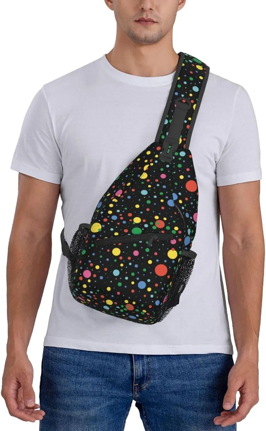 Colorful Dots Crossbody Sling Backpack Sling Bag Adjustable Chest Shoulder Daypack For Women Men