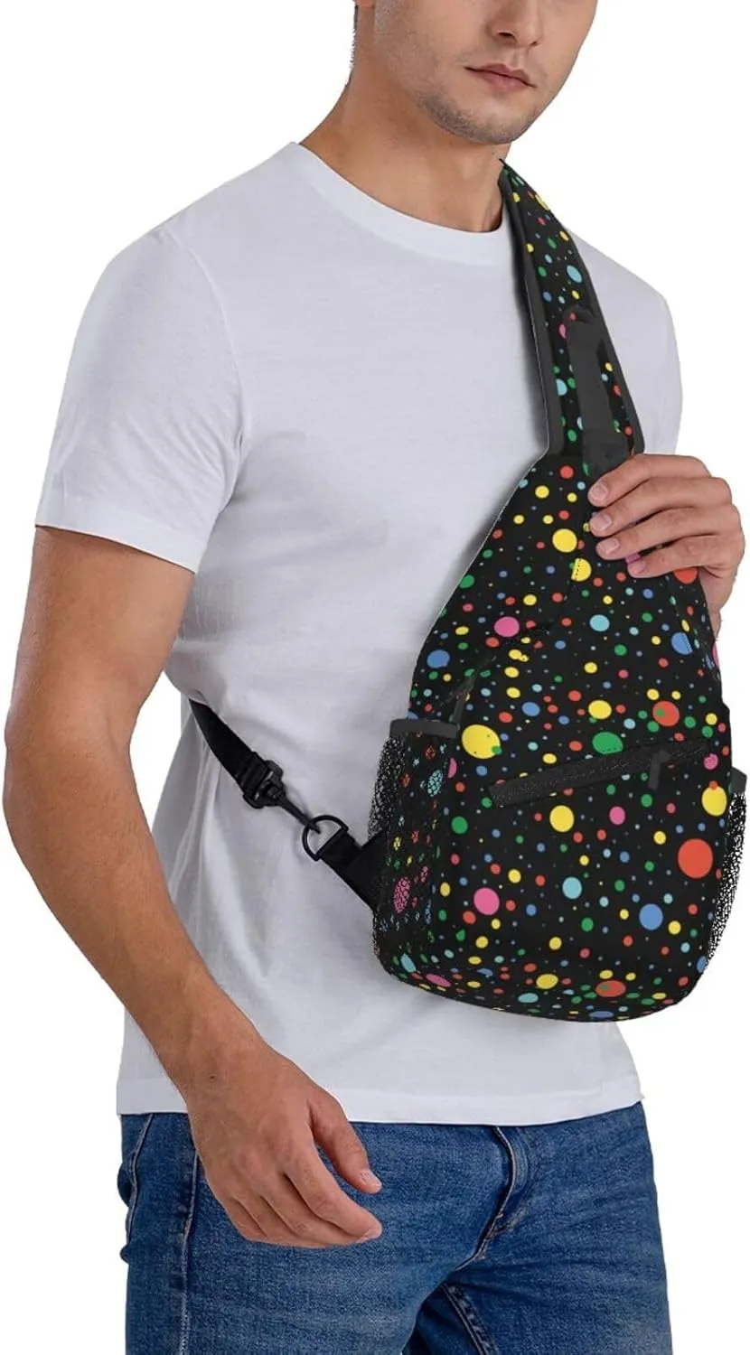 Colorful Dots Crossbody Sling Backpack Sling Bag Adjustable Chest Shoulder Daypack For Women Men