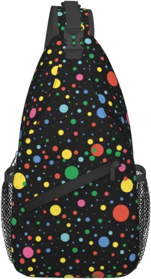 Colorful Dots Crossbody Sling Backpack Sling Bag Adjustable Chest Shoulder Daypack For Women Men