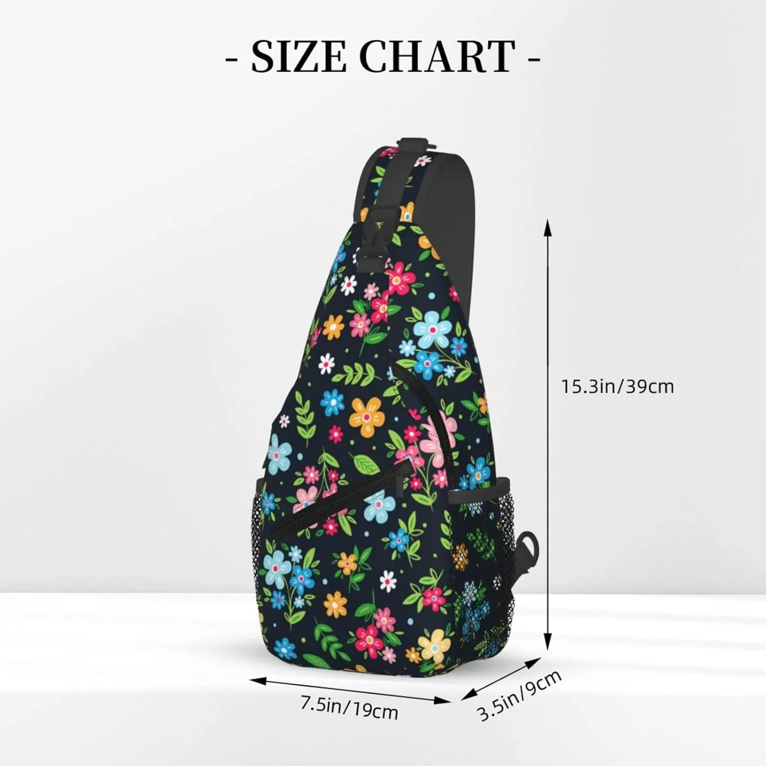 Colorful Floral Crossbody Sling Backpack Sling Bag Adjustable Chest Shoulder Daypack For Women Men