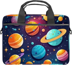 Colorful Planets Solar System Space with Stars Pattern Laptop Shoulder Bag Slim Computer Briefcase Laptop Sleeve Messenger Case