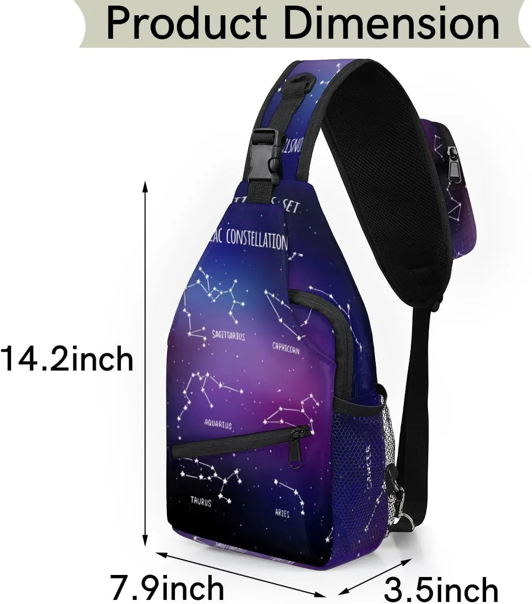 Constellations Sling Bag for Women Men Crossbody Sling Backpack Shoulder Bag Chest Bag Daypack for Travel Hiking Outdoor