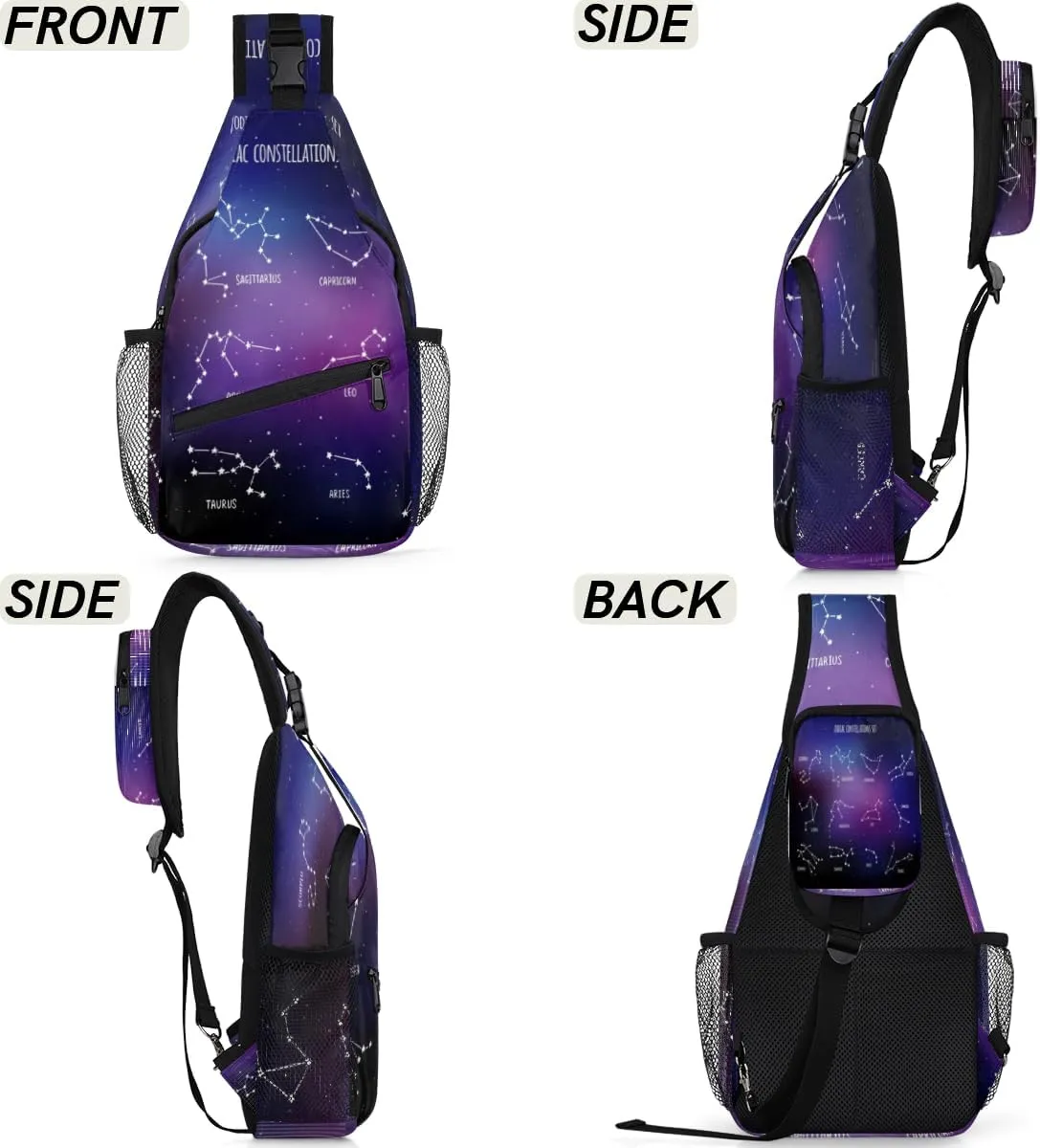 Constellations Sling Bag for Women Men Crossbody Sling Backpack Shoulder Bag Chest Bag Daypack for Travel Hiking Outdoor