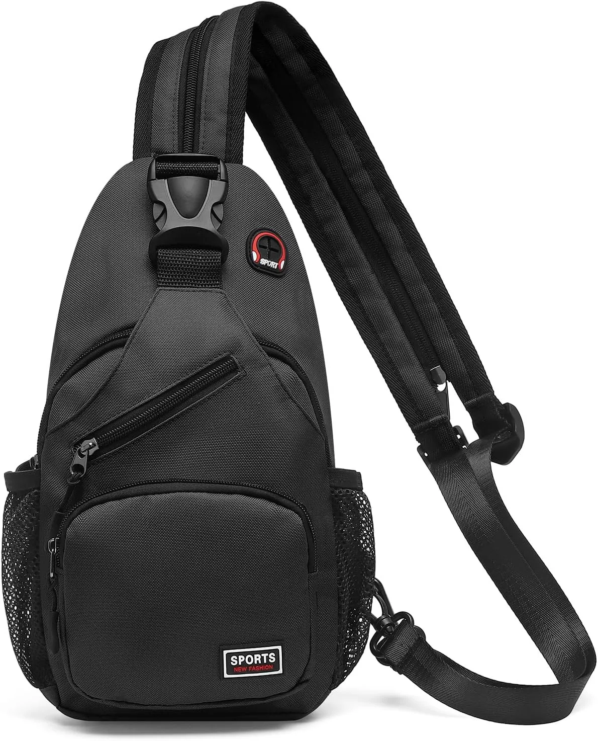 Convertible Sling Bag Crossbody Backpack, 11-Inch Pads Bags with Headphone Jack Shoulder Bag Casual Pack for Women Men Hiking Travel Cycling (Black)