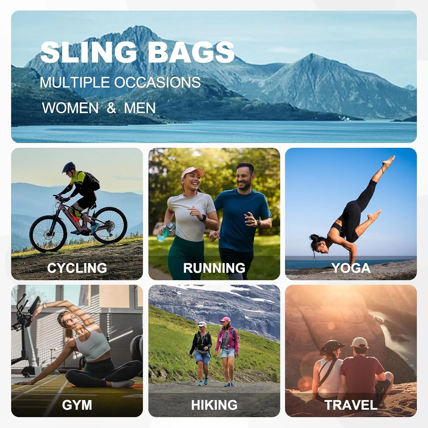 Convertible Sling Bag Crossbody Backpack, 11-Inch Pads Bags with Headphone Jack Shoulder Bag Casual Pack for Women Men Hiking Travel Cycling (Black)
