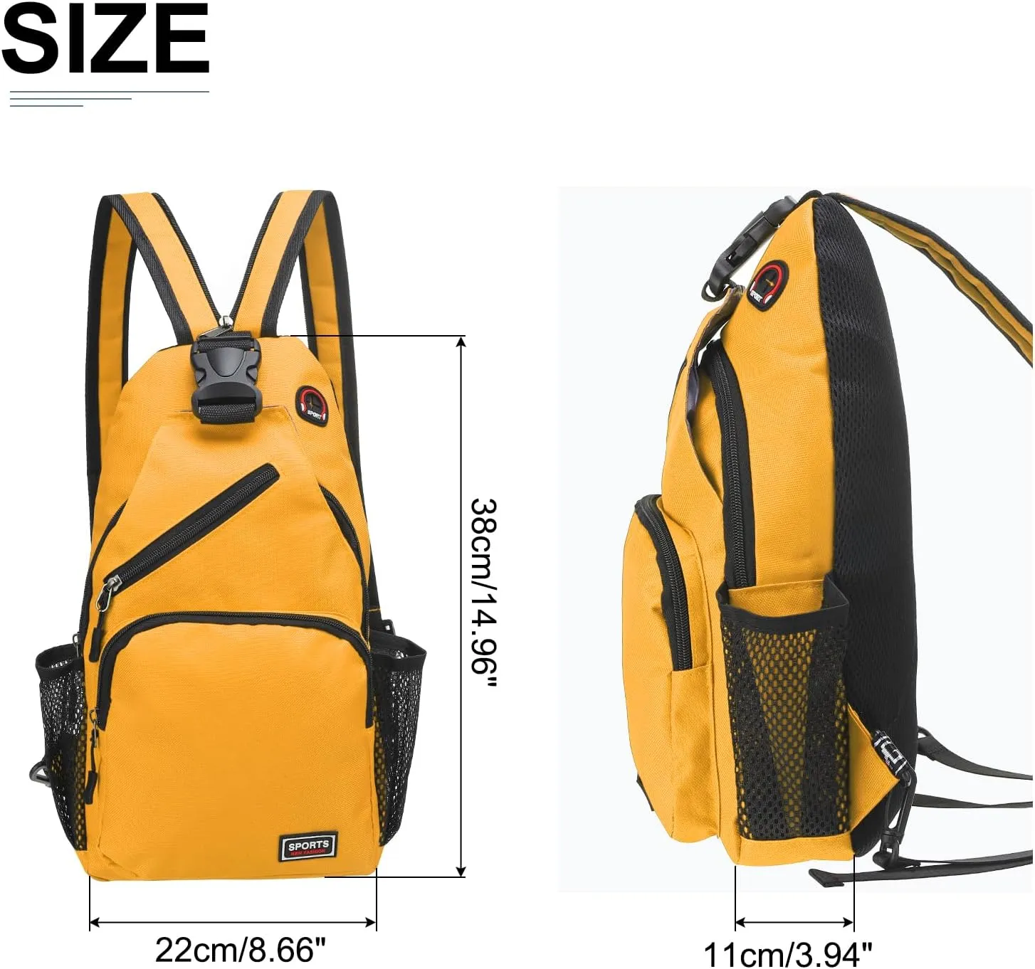 Convertible Sling Bag Crossbody Backpack - 8.5"x15" (LXH) Good for Women Men Hiking Travel Cycling - Multifunctional Shoulder Bag Casual Packs with Headphone Jack - Yellow