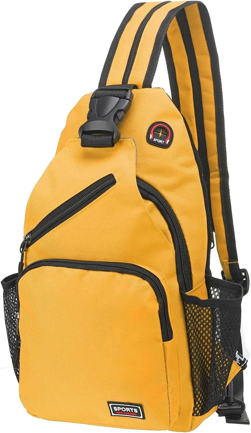 Convertible Sling Bag Crossbody Backpack - 8.5"x15" (LXH) Good for Women Men Hiking Travel Cycling - Multifunctional Shoulder Bag Casual Packs with Headphone Jack - Yellow