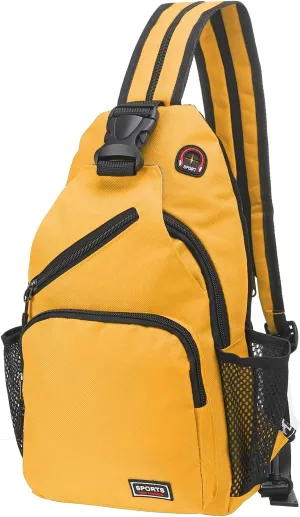 Convertible Sling Bag Crossbody Backpack - 8.5"x15" (LXH) Good for Women Men Hiking Travel Cycling - Multifunctional Shoulder Bag Casual Packs with Headphone Jack - Yellow