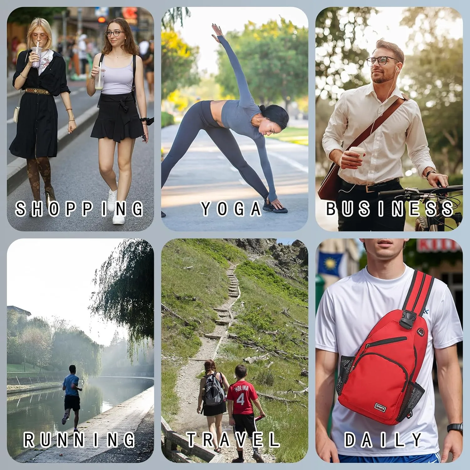 Convertible Sling Bag Crossbody Backpack - 8.5"x15" (LXH) Good for Women Men Hiking Travel Cycling - Multifunctional Shoulder Bag Casual Packs with Headphone Jack - Yellow