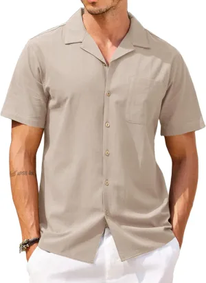 COOFANDY Men's Hawaiian Floral Shirts Cotton Linen Button Down Tropical Holiday Beach Shirts