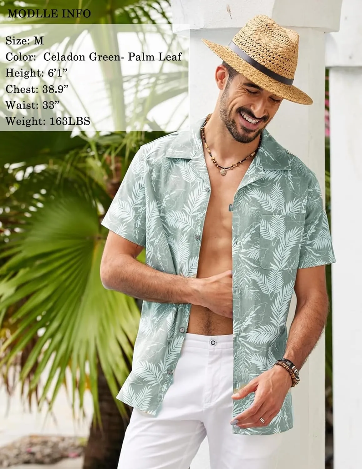 COOFANDY Men's Hawaiian Floral Shirts Cotton Linen Button Down Tropical Holiday Beach Shirts