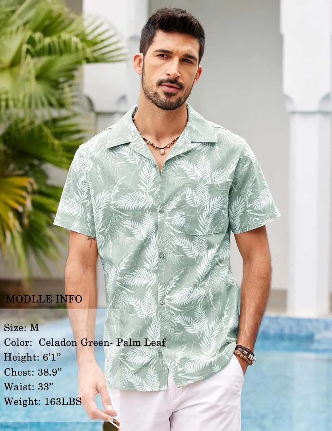 COOFANDY Men's Hawaiian Floral Shirts Cotton Linen Button Down Tropical Holiday Beach Shirts
