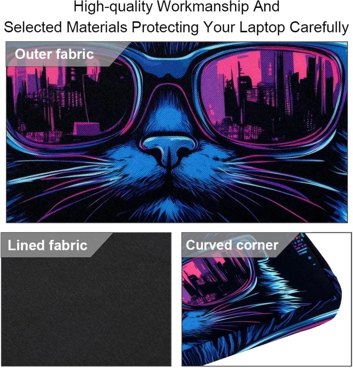 Cool Cats with Blue and Green Eyes Laptop Bag Case Computer Sleeve Shoulder Messenger Bag for Work School