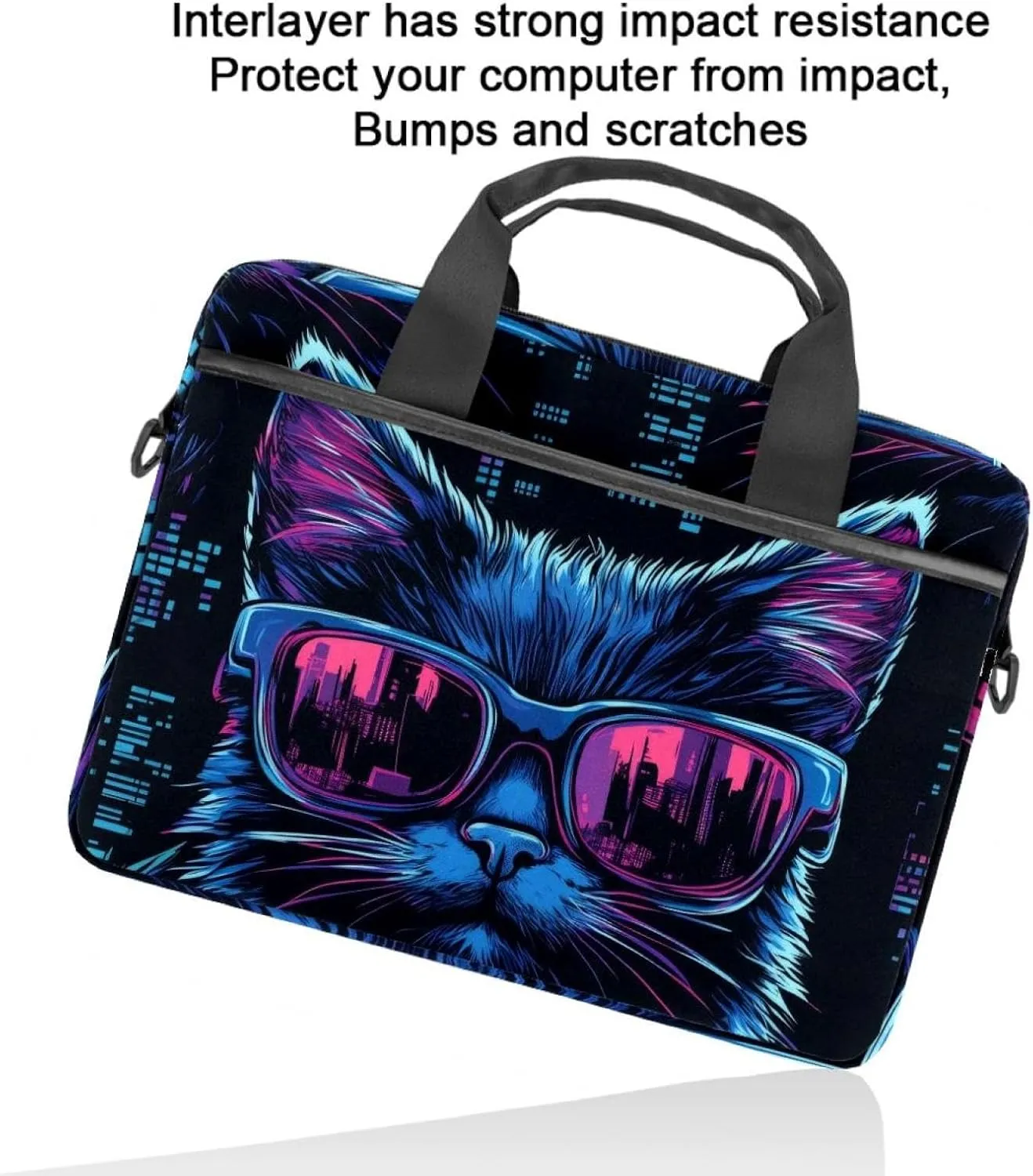 Cool Cats with Blue and Green Eyes Laptop Bag Case Computer Sleeve Shoulder Messenger Bag for Work School