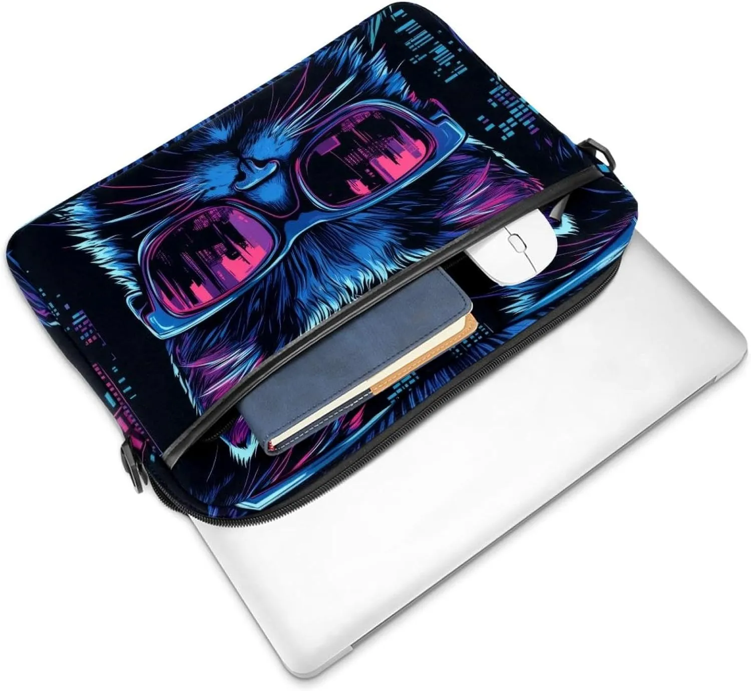Cool Cats with Blue and Green Eyes Laptop Bag Case Computer Sleeve Shoulder Messenger Bag for Work School