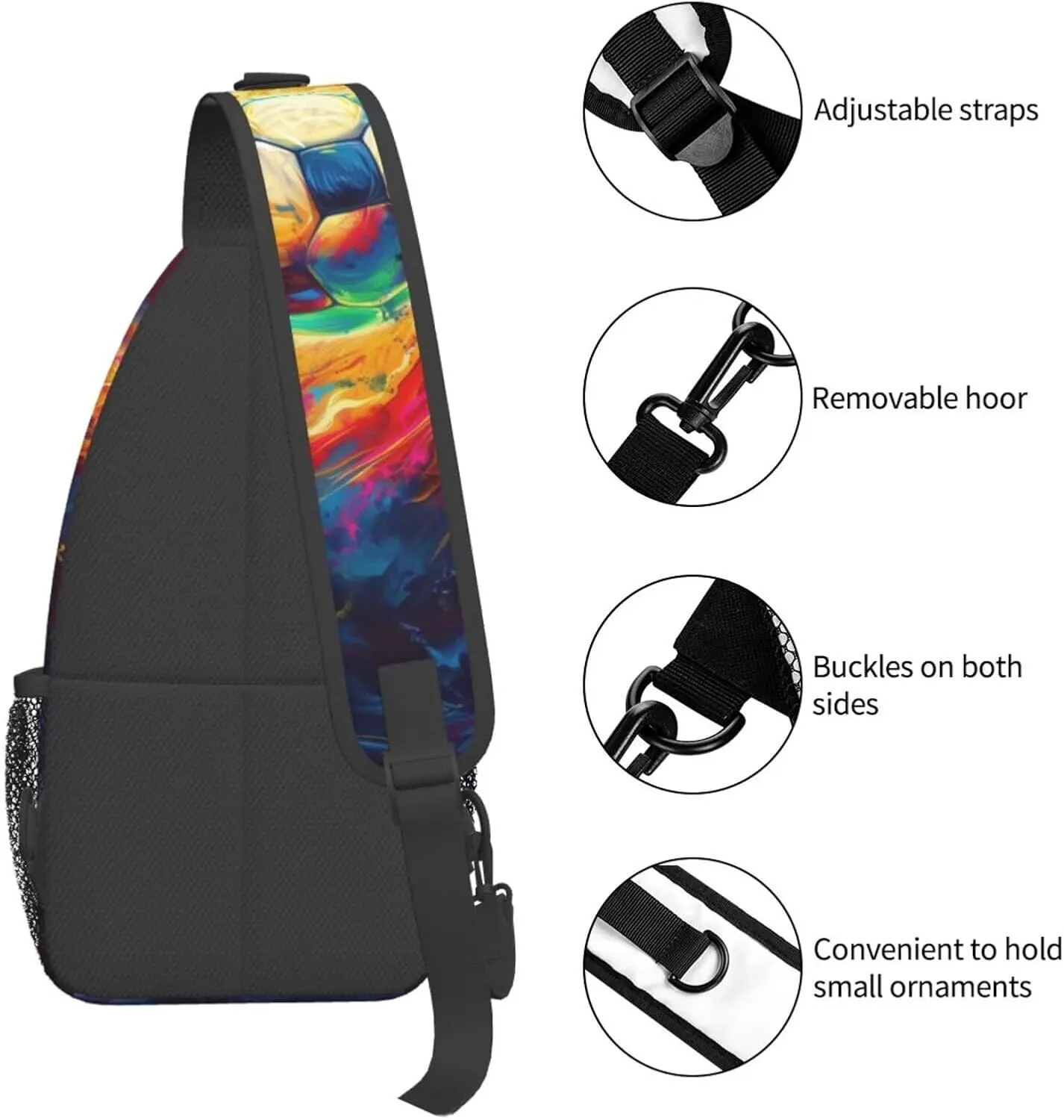 Cool Soccer Print Crossbody Bags Shoulder Bag Cross Body Bag for Men Sport Ball On Fire Sling Bag for Women Leather Sling Backpack Travel
