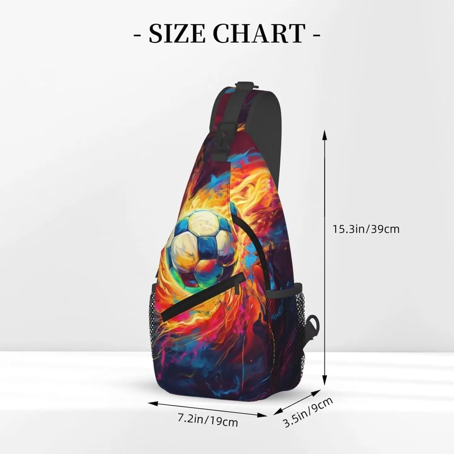 Cool Soccer Print Crossbody Bags Shoulder Bag Cross Body Bag for Men Sport Ball On Fire Sling Bag for Women Leather Sling Backpack Travel