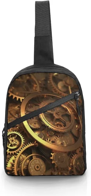 Cool Steampunk Gears Cross Chest Bag Crossbody Backpack for Women Men Sling Bag Travel Hiking Daypack