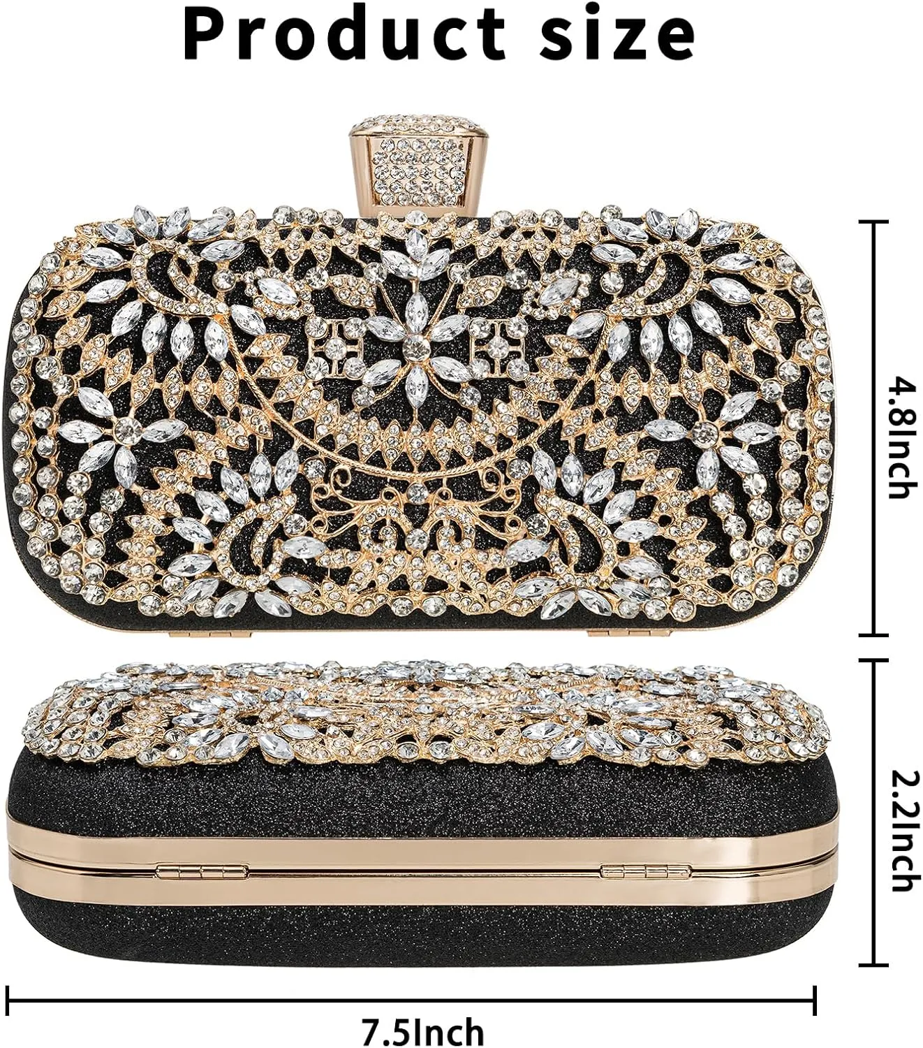 Covelin Women's Rhinestone Decorated Evening Bag, Tote Shoulder Crossbody Handbag with Chain