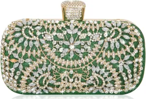 Covelin Women's Rhinestone Decorated Evening Bag, Tote Shoulder Crossbody Handbag with Chain