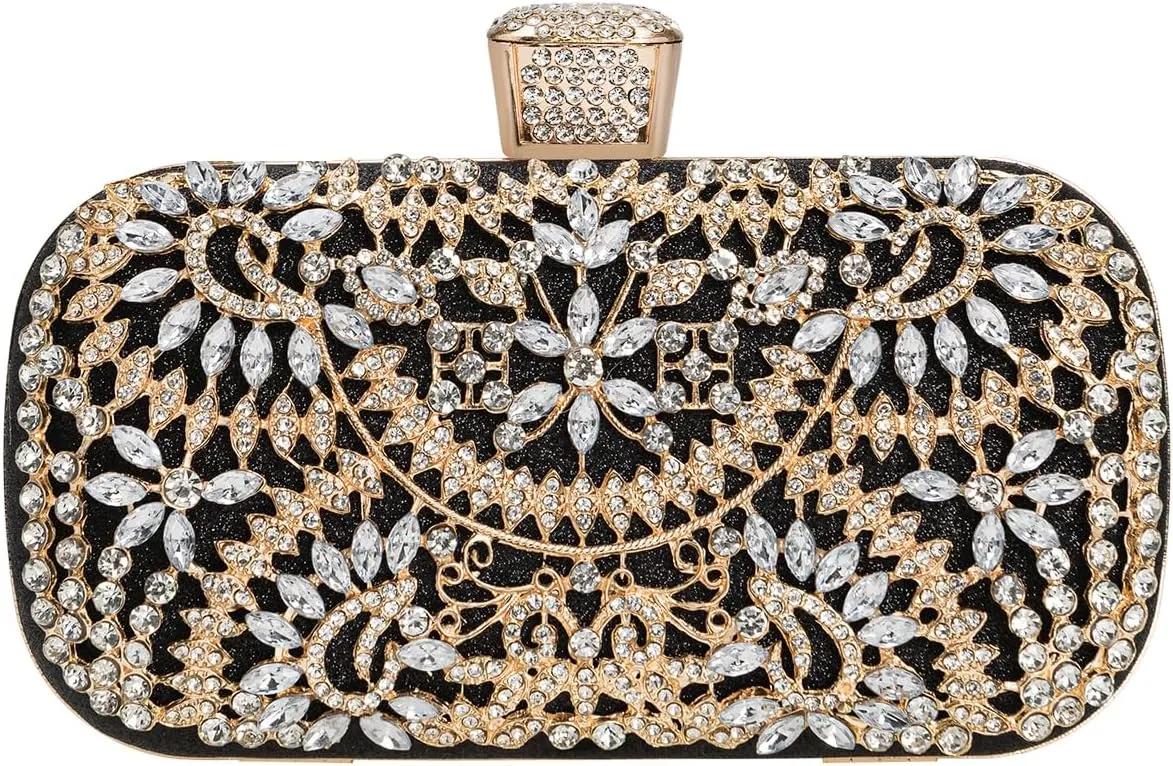 Covelin Women's Rhinestone Decorated Evening Bag, Tote Shoulder Crossbody Handbag with Chain