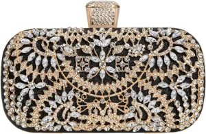 Covelin Women's Rhinestone Decorated Evening Bag, Tote Shoulder Crossbody Handbag with Chain