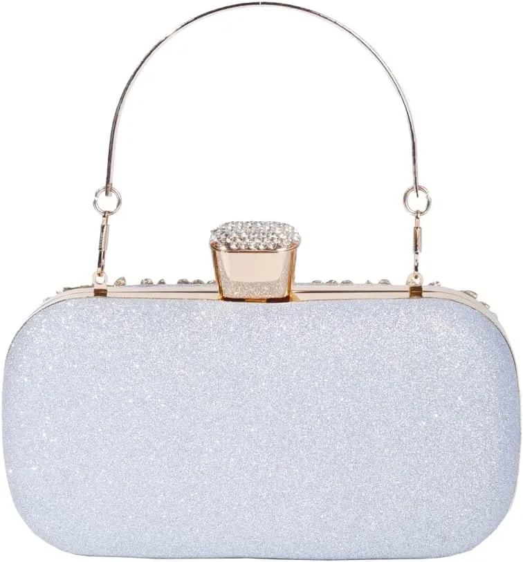 Covelin Women's Rhinestone Decorated Evening Bag, Tote Shoulder Crossbody Handbag with Chain