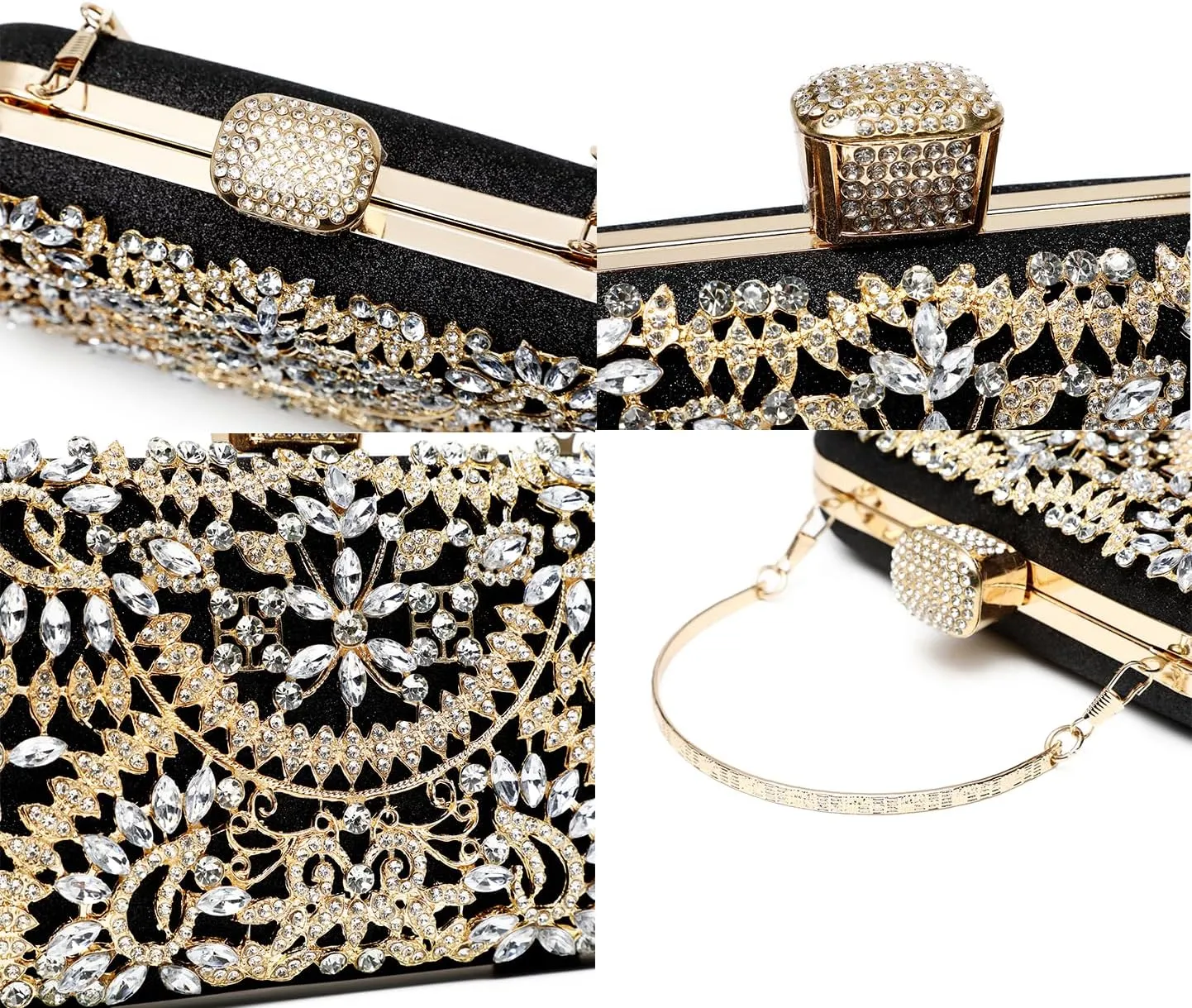 Covelin Women's Rhinestone Decorated Evening Bag, Tote Shoulder Crossbody Handbag with Chain