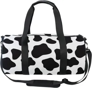 Cow Print Gym Bag for Men Women Large Capacity Duffel Bags Canves Storage Bag for Travel Sports 17.6" x 9"